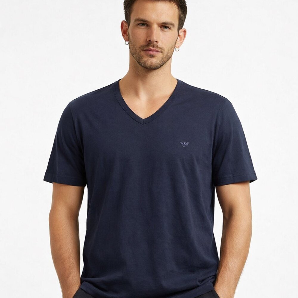 Emporio Armani Underwear Men's Navy V-Neck T-Shirt – Size Large – NWT